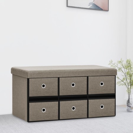 Banco de almacenaje plegable lino sintético taupé 76x38x38 cm von , Bänke für Hallen und Lager - Ref: Foro24-338817, Preis: 7...
