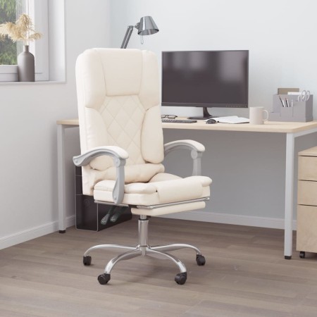 Silla de oficina reclinable masaje cuero sintético color crema de , Sillas de oficina - Ref: Foro24-349690, Precio: 129,19 €,...