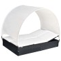 Tumbona doble con toldo de ratán sintético negro von , Liegen - Ref: Foro24-42665, Preis: 261,21 €, Rabatt: %