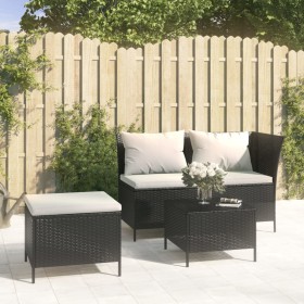 Set de muebles de jardín 3 pzas y cojines ratán sintético negro von , Gartensets - Ref: Foro24-319692, Preis: 235,66 €, Rabat...