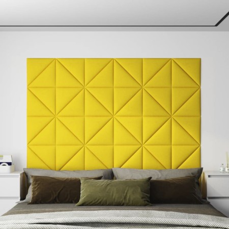 Paneles de pared 12 uds tela amarillo claro 30x30 cm 0,54 m² de , Recubrimiento de paredes - Ref: Foro24-343937, Precio: 19,8...