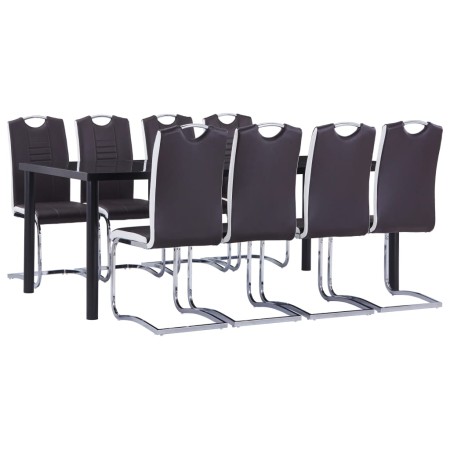 Juego de comedor 9 piezas cuero sintético marrón von , Möbelsets für Küchen und Esszimmer - Ref: Foro24-3053168, Preis: 745,1...