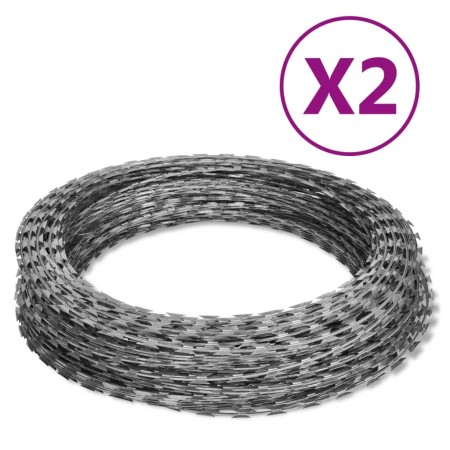 Alambre de espino rollo helicoidal 2 uds acero galvanizado 60 m de , Cadenas, alambre y cuerda - Ref: Foro24-3057513, Precio:...