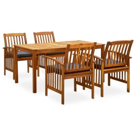 Set comedor de jardín 5 pzas y cojines madera maciza de acacia by , Garden sets - Ref: Foro24-3058088, Price: 525,38 €, Disco...