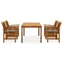 Set comedor de jardín 5 pzas y cojines madera maciza de acacia by , Garden sets - Ref: Foro24-3058088, Price: 525,38 €, Disco...