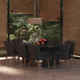 Juego de comedor para jardín 9 piezas ratán sintético negro von , Gartensets - Ref: Foro24-3059485, Preis: 987,15 €, Rabatt: %