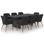 Juego de comedor para jardín 9 piezas ratán sintético negro von , Gartensets - Ref: Foro24-3059485, Preis: 987,15 €, Rabatt: %