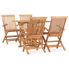 Set de comedor de jardín plegable 5 pzas madera maciza de teca de , Conjuntos de jardín - Ref: Foro24-3059982, Precio: 515,04 €