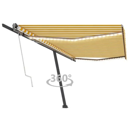 Toldo automático LED sensor de viento amarillo blanco 500x300cm de vidaXL, Toldos - Ref: Foro24-3069793, Precio: 739,41 €, De...
