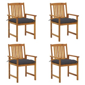 Sillas de jardín con cojines 4 unidades madera maciza de acacia de , Sillas de jardín - Ref: Foro24-3061198, Precio: 323,18 €...