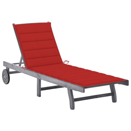 Tumbona de jardín con cojín madera maciza de acacia gris by , Loungers - Ref: Foro24-3061365, Price: 201,16 €, Discount: %