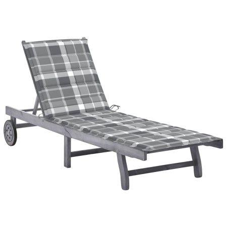 Tumbona de jardín con cojín madera maciza de acacia gris by , Loungers - Ref: Foro24-3061373, Price: 199,30 €, Discount: %