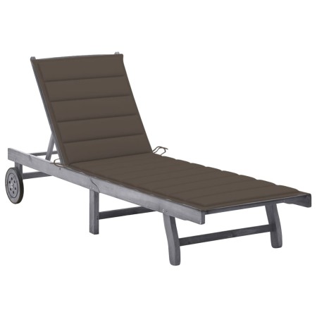 Tumbona de jardín con cojín madera maciza de acacia gris by , Loungers - Ref: Foro24-3061367, Price: 201,19 €, Discount: %