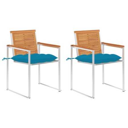 Sillas de jardín con cojines 2 uds madera maciza acacia y acero by , Garden chairs - Ref: Foro24-3061507, Price: 235,74 €, Di...