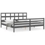 Gray solid wood bed frame with headboard 200x200 cm by vidaXL, Beds and slatted bases - Ref: Foro24-3194853, Price: 174,31 €,...