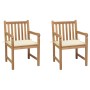 Sillas de jardín 2 uds madera maciza de teca con cojines crema by , Garden chairs - Ref: Foro24-3062732, Price: 305,84 €, Dis...