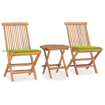 Set comedor de jardín plegable 3 piezas madera de teca cojines von , Gartensets - Ref: Foro24-3063182, Preis: 166,60 €, Rabat...