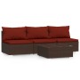 Set muebles de jardín 4 piezas y cojines ratán sintético marrón by , Garden sets - Ref: Foro24-317551, Price: 368,71 €, Disco...