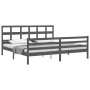 Gray solid wood bed frame with headboard 200x200 cm by vidaXL, Beds and slatted bases - Ref: Foro24-3194853, Price: 174,31 €,...