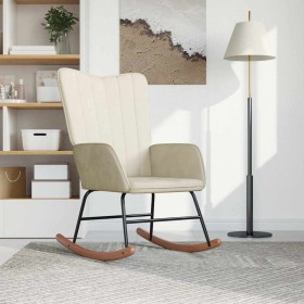 Silla mecedora de terciopelo blanco crema von , Schaukelstühle - Ref: Foro24-327752, Preis: 124,03 €, Rabatt: %