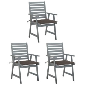 Sillas comedor de jardín 3 uds madera maciza acacia y cojines by , Garden chairs - Ref: Foro24-3064436, Price: 296,00 €, Disc...