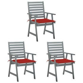 Sillas comedor de jardín 3 uds madera maciza acacia y cojines von , Gartenstühle - Ref: Foro24-3064434, Preis: 284,94 €, Raba...
