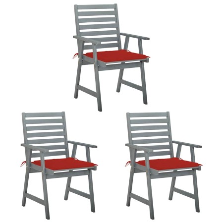 Sillas comedor de jardín 3 uds madera maciza acacia y cojines von , Gartenstühle - Ref: Foro24-3064434, Preis: 284,94 €, Raba...