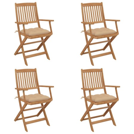 Sillas de jardín plegables 4 uds y cojines madera maciza acacia by , Garden chairs - Ref: Foro24-3064635, Price: 235,15 €, Di...