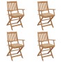 Sillas de jardín plegables 4 uds y cojines madera maciza acacia by , Garden chairs - Ref: Foro24-3064635, Price: 235,15 €, Di...