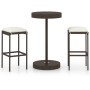 Set de bar de jardín 3 piezas y cojines ratán sintético marrón von , Gartensets - Ref: Foro24-3064758, Preis: 171,61 €, Rabat...