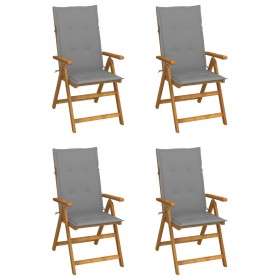 Sillas de jardín reclinables 4 uds madera maciza acacia cojines de , Sillas de jardín - Ref: Foro24-3065348, Precio: 305,10 €