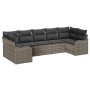 Conjunto de sofá de jardín con cojín 7 pcs Gris Poliratán