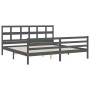 Gray solid wood bed frame with headboard 200x200 cm by vidaXL, Beds and slatted bases - Ref: Foro24-3194853, Price: 174,31 €,...