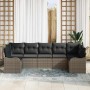 Conjunto de sofá de jardín con cojín 7 pcs Gris Poliratán
