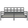 Gray solid wood bed frame with headboard 200x200 cm by vidaXL, Beds and slatted bases - Ref: Foro24-3194853, Price: 174,31 €,...