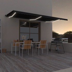 Toldo retráctil manual con luz LED gris antracita 600x350 cm by , Awnings - Ref: Foro24-3069244, Price: 599,97 €, Discount: %