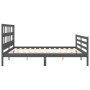Gray solid wood bed frame with headboard 200x200 cm by vidaXL, Beds and slatted bases - Ref: Foro24-3194853, Price: 174,31 €,...