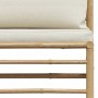 Set de muebles de jardín 2 piezas bambú y cojines blanco crema
