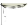 Toldo retráctil automático con postes crema 6x3,5 m by , Awnings - Ref: Foro24-3070287, Price: 866,34 €, Discount: %