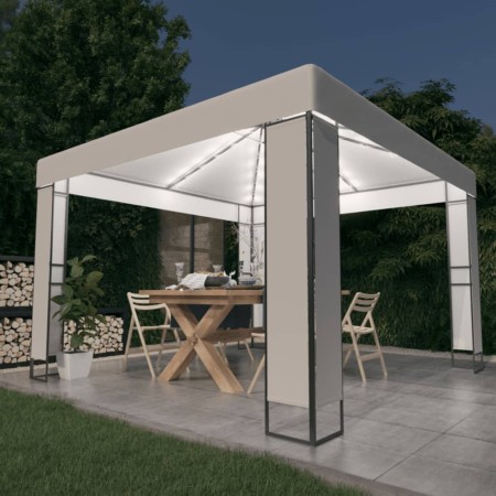 Cenador con doble techo y tira de luces LED blanco 3x3 m by , Tents and gazebos - Ref: Foro24-3070302, Price: 250,25 €, Disco...