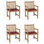 Sillas de jardín 4 uds madera de teca con cojines rojo tinto von , Gartenstühle - Ref: Foro24-3073013, Preis: 580,75 €, Rabat...