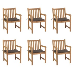 Sillas de jardín 6 uds madera maciza de teca cojines gris taupé von , Gartenstühle - Ref: Foro24-3073039, Preis: 879,94 €, Ra...
