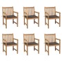 Sillas de jardín 6 uds madera maciza de teca cojines gris taupé by , Garden chairs - Ref: Foro24-3073039, Price: 919,39 €, Di...