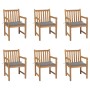Sillas de jardín 6 uds madera maciza de teca cojines gris von , Gartenstühle - Ref: Foro24-3073032, Preis: 864,00 €, Rabatt: %