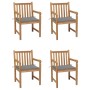 Sillas de jardín 4 uds madera maciza de teca con cojines grises de , Sillas de jardín - Ref: Foro24-3073005, Precio: 648,25 €...