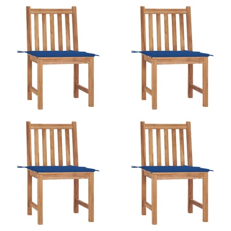 Sillas de jardín 4 unidades madera maciza de teca con cojines de , Sillas de jardín - Ref: Foro24-3073098, Precio: 460,26 €