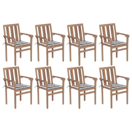 Sillas de jardín apilables 8 uds madera maciza teca con cojines von , Gartenstühle - Ref: Foro24-3073447, Preis: 1,00 €, Raba...