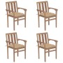Sillas de jardín apilables 4 uds madera maciza teca con cojines von , Gartenstühle - Ref: Foro24-3073397, Preis: 501,92 €, Ra...