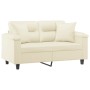 Sofá de 2 plazas con cojines cuero sintético color crema 120 cm by , Sofas - Ref: Foro24-3200984, Price: 245,71 €, Discount: %