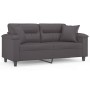 Sofá de 2 plazas con cojines cuero sintético gris 140 cm by , Sofas - Ref: Foro24-3200990, Price: 255,36 €, Discount: %